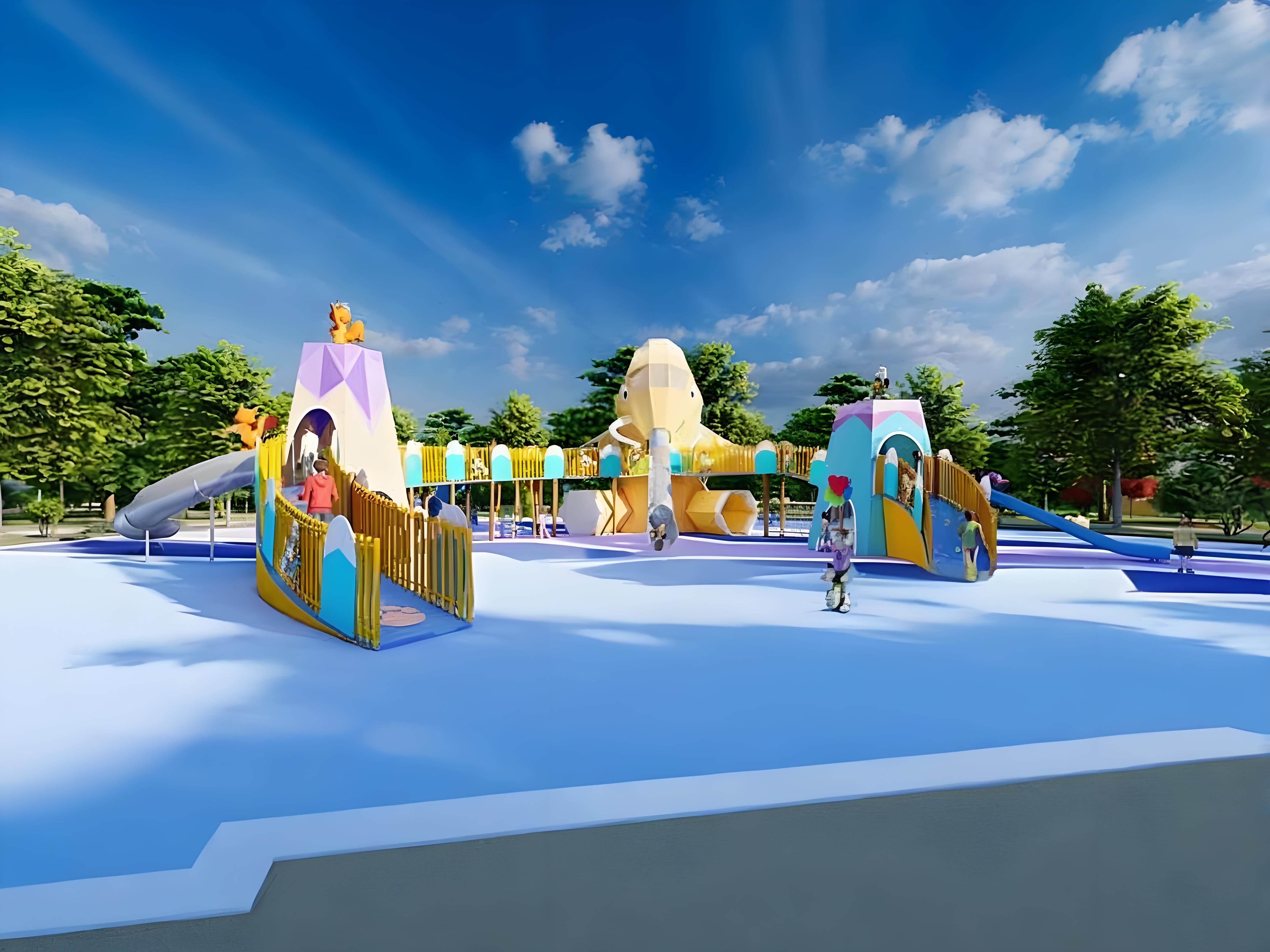 大象造型无动力游乐设备组合滑梯